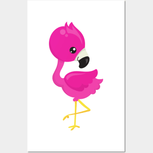 Cute Flamingo, Pink Flamingo, Baby Flamingo, Bird Posters and Art